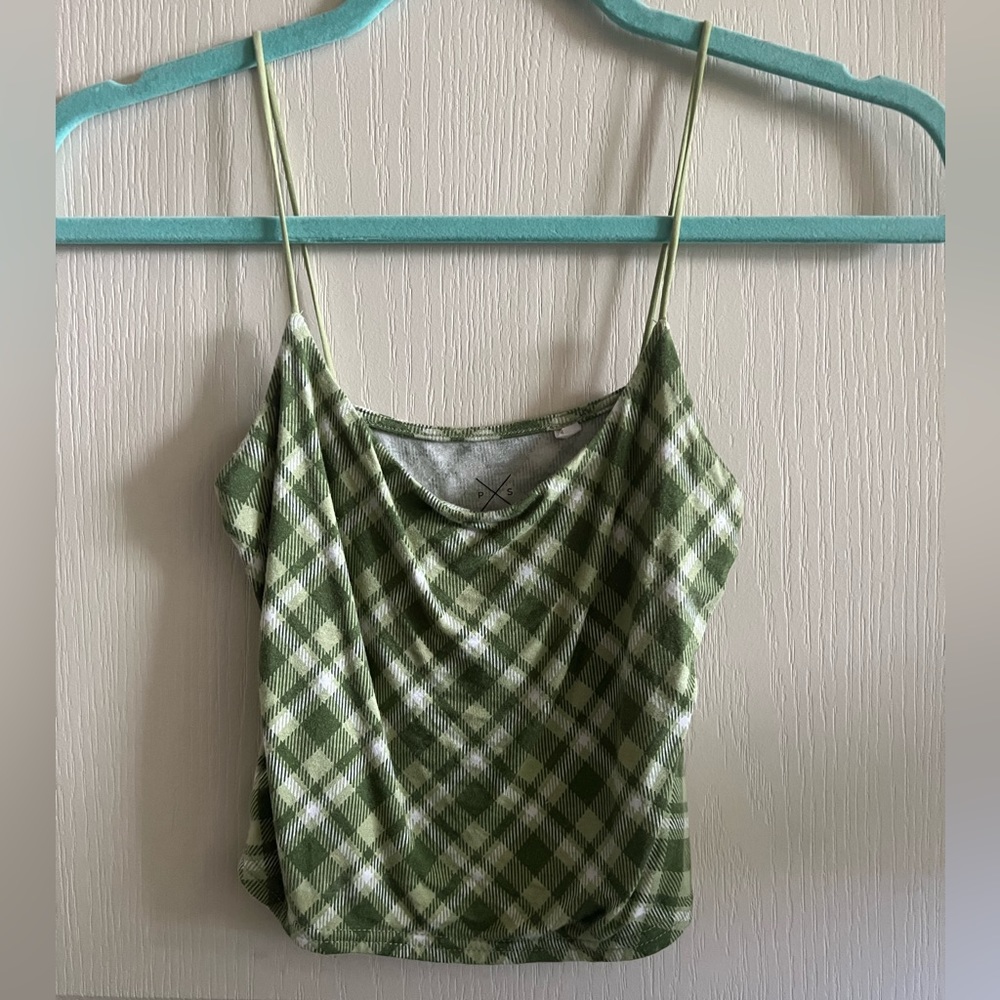 Green and white crop top